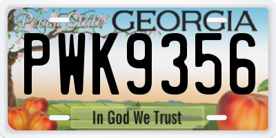 GA license plate PWK9356