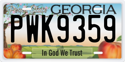 GA license plate PWK9359