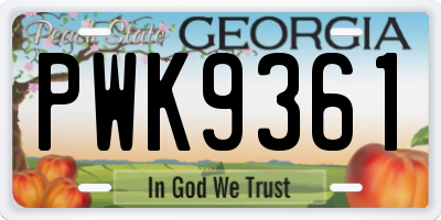 GA license plate PWK9361