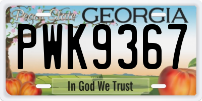 GA license plate PWK9367