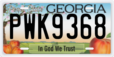 GA license plate PWK9368