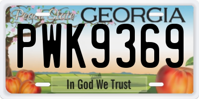 GA license plate PWK9369