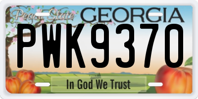 GA license plate PWK9370