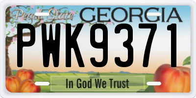 GA license plate PWK9371