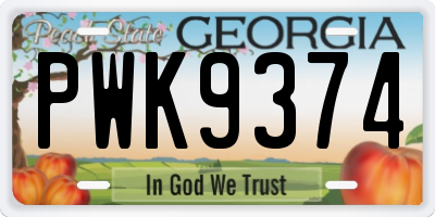 GA license plate PWK9374