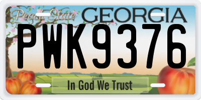 GA license plate PWK9376