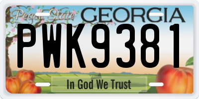 GA license plate PWK9381