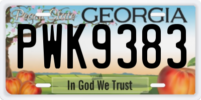 GA license plate PWK9383