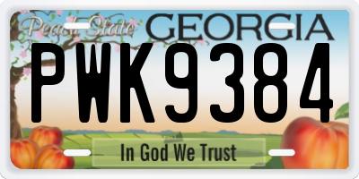 GA license plate PWK9384