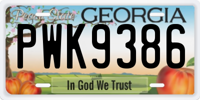 GA license plate PWK9386