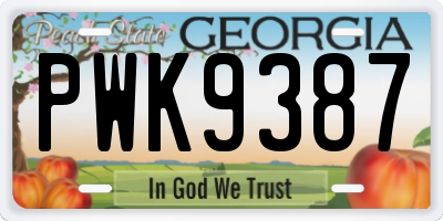 GA license plate PWK9387