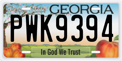 GA license plate PWK9394
