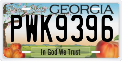 GA license plate PWK9396