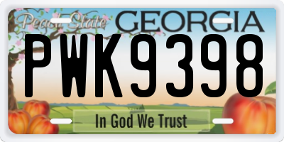 GA license plate PWK9398