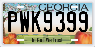GA license plate PWK9399