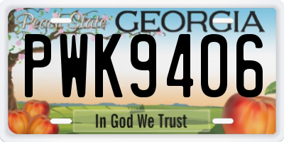 GA license plate PWK9406
