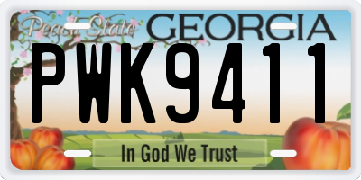 GA license plate PWK9411