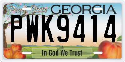 GA license plate PWK9414