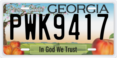 GA license plate PWK9417