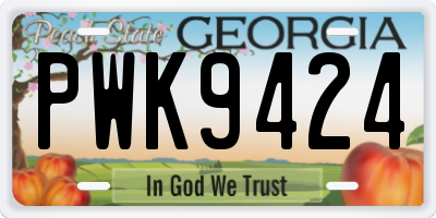 GA license plate PWK9424