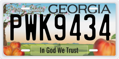 GA license plate PWK9434