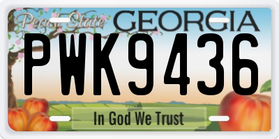GA license plate PWK9436