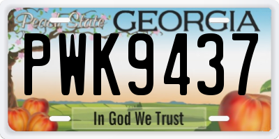 GA license plate PWK9437