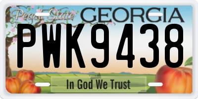 GA license plate PWK9438