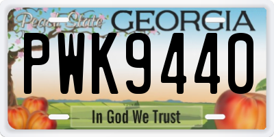 GA license plate PWK9440