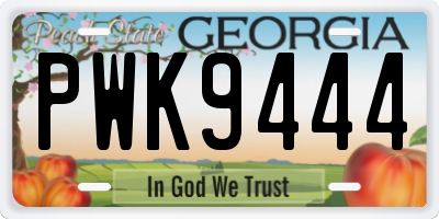 GA license plate PWK9444