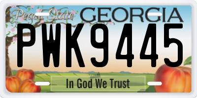 GA license plate PWK9445
