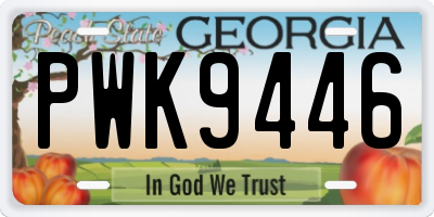 GA license plate PWK9446