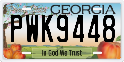 GA license plate PWK9448