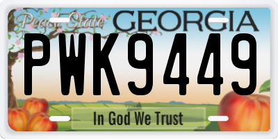 GA license plate PWK9449