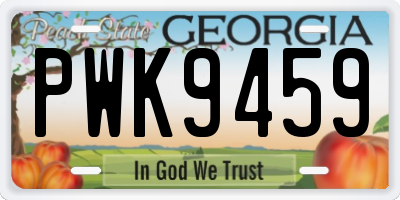 GA license plate PWK9459