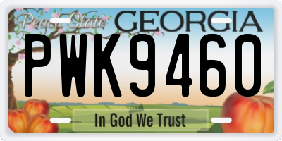 GA license plate PWK9460