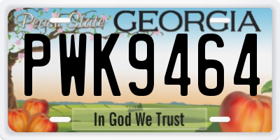 GA license plate PWK9464