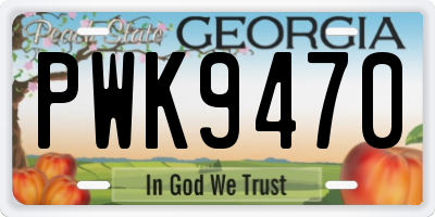 GA license plate PWK9470