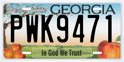 GA license plate PWK9471