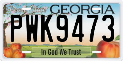 GA license plate PWK9473