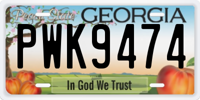 GA license plate PWK9474