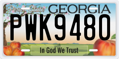 GA license plate PWK9480
