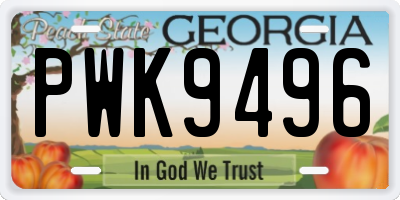 GA license plate PWK9496