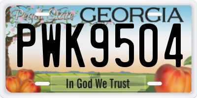 GA license plate PWK9504