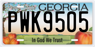 GA license plate PWK9505