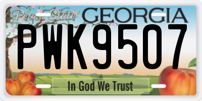GA license plate PWK9507