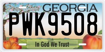 GA license plate PWK9508
