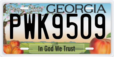 GA license plate PWK9509