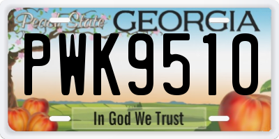 GA license plate PWK9510