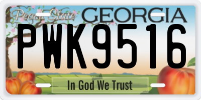 GA license plate PWK9516